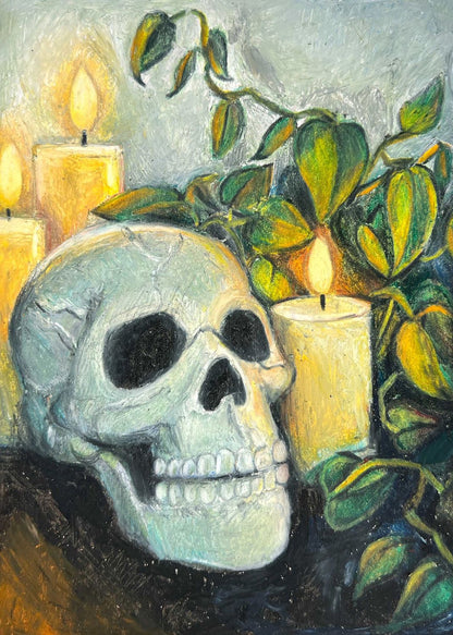 SKULL 01: ORIGINAL OIL PASTEL