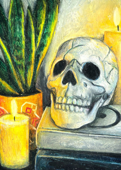 SKULL 03: ORIGINAL OIL PASTEL