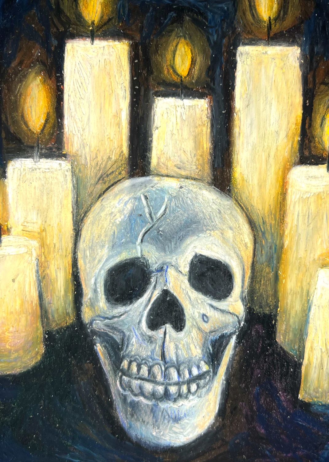 SKULL 04: ORIGINAL OIL PASTEL