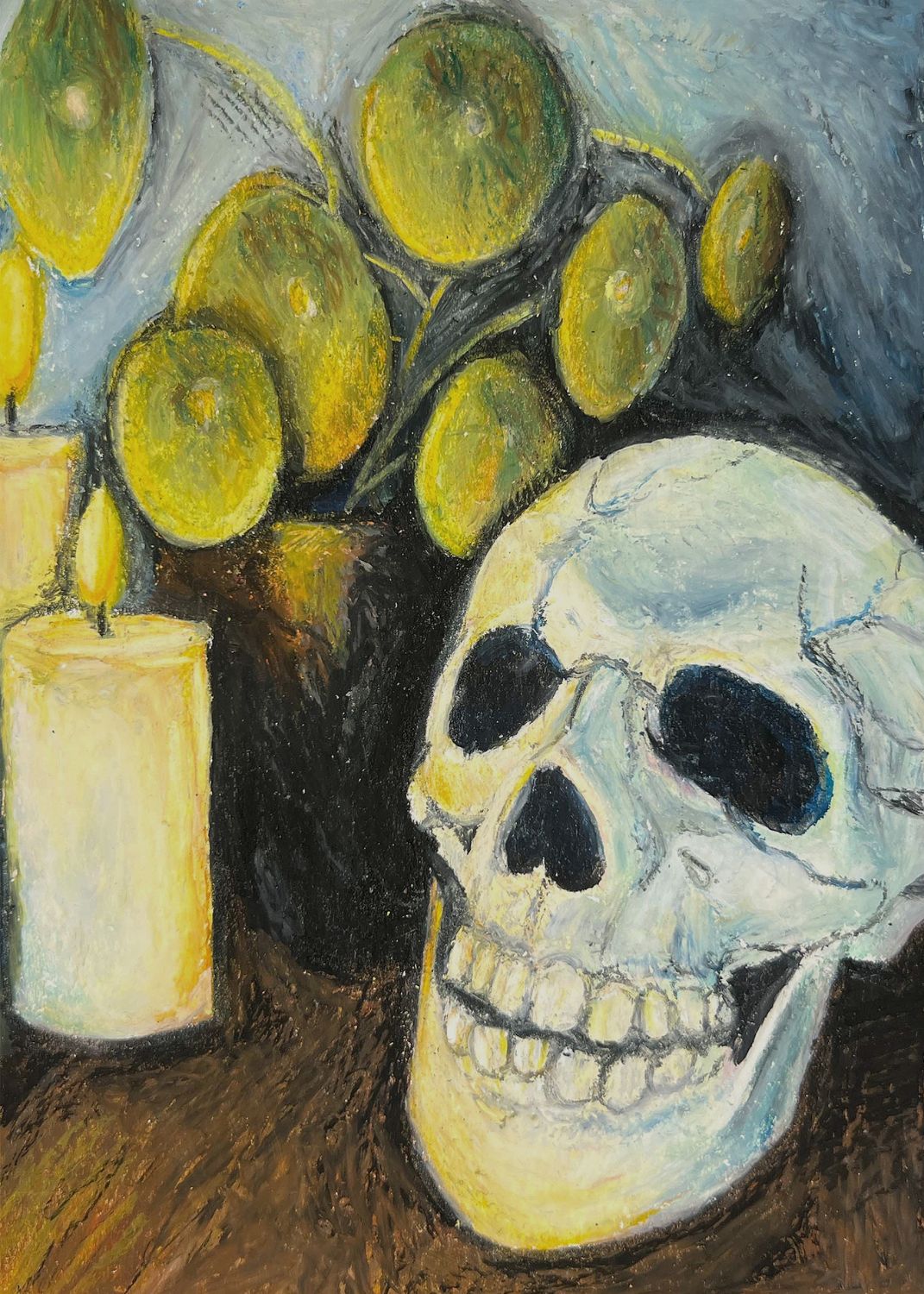 SKULL 05: ORIGINAL OIL PASTEL